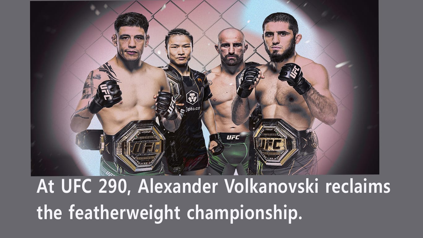 At UFC 290, Alexander Volkanovski reclaims the featherweight championship.